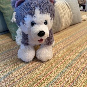 Build-A-Bear Fluffy Husky Dog Toy - Grey and White